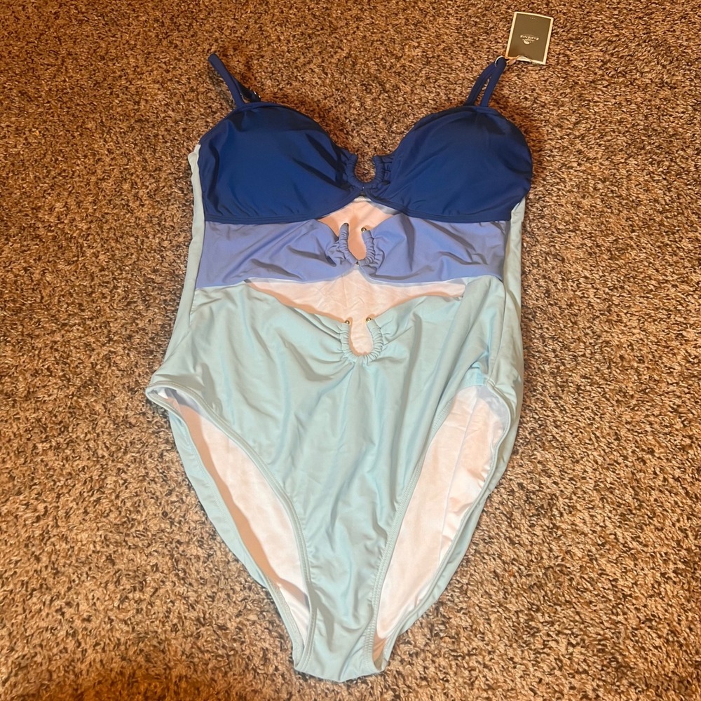 EOMENIE XL Blue Ombre Cutout One Piece Swimsuit Women's‎ Swimwear Beach
